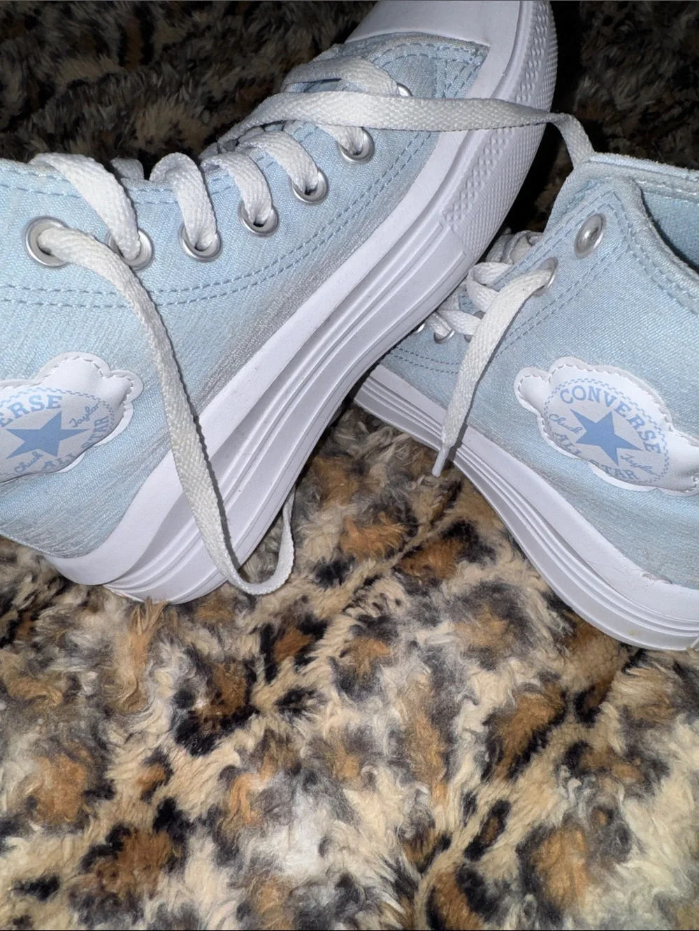 Converse Kids High-Top Canvas Sneakers - Light Blue and White
